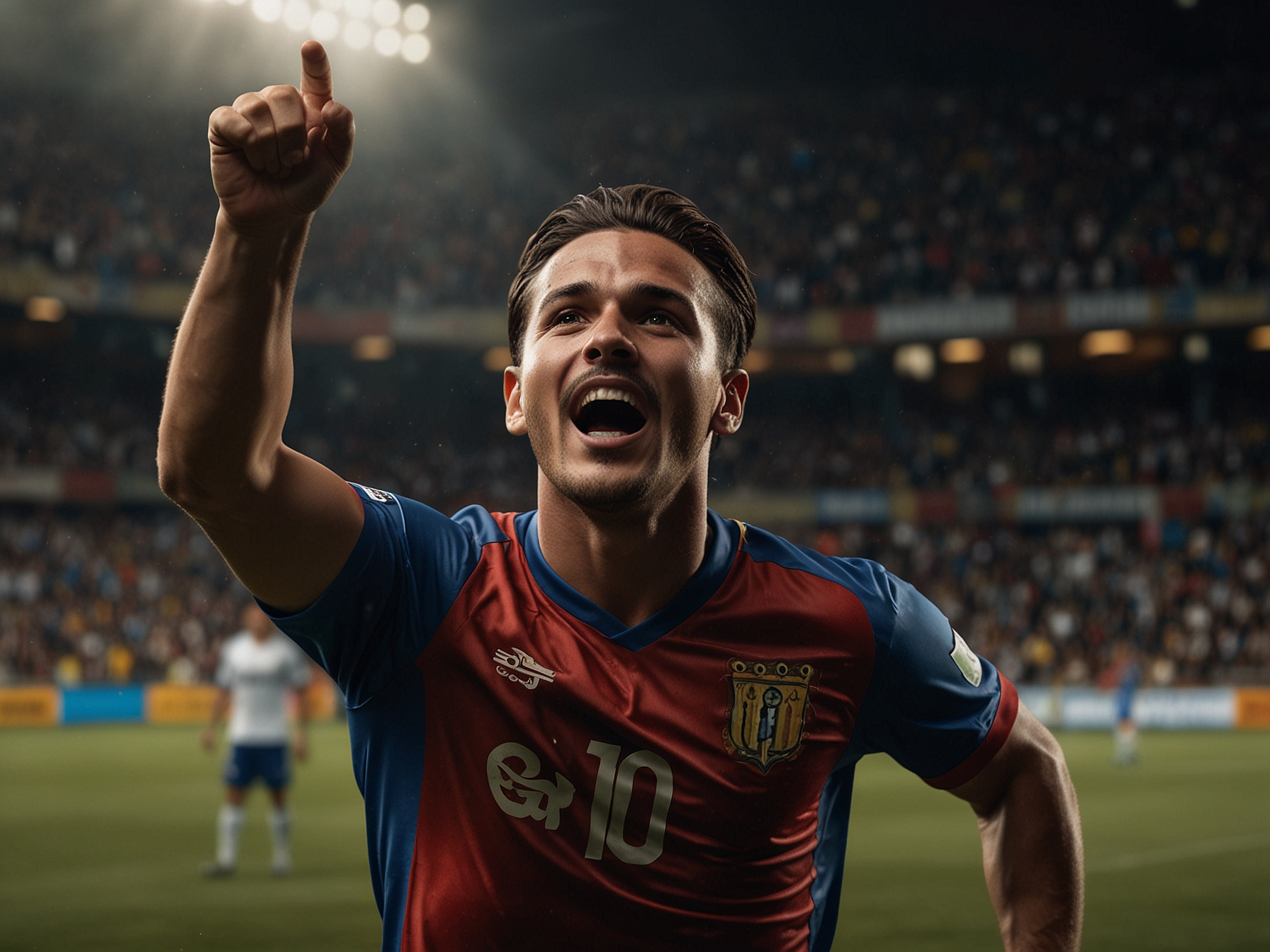 Jugador celebrando una apuesta deportiva en estadio ecuatoriano